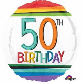 Rainbow Birthday 50th Standard Foil Balloons