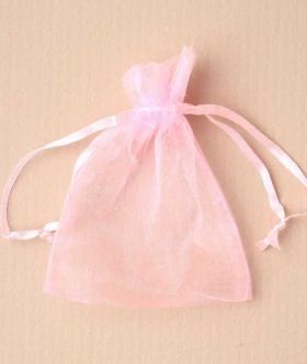 Small Pink Organza Wedding Favour Gift Bag