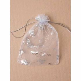 Organza bag - White with Butterfly Print