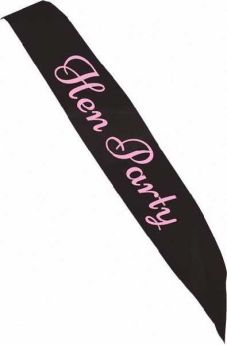 Black Hen Party Sash with Pink Text