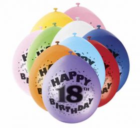 18th Happy Birthday Latex Balloons 10pk