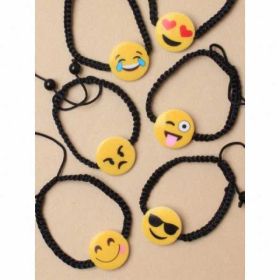 Black corded bracelet with Emoji motif