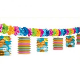 Lantern Garland Party Decoration with Flowers 3.65 metres long