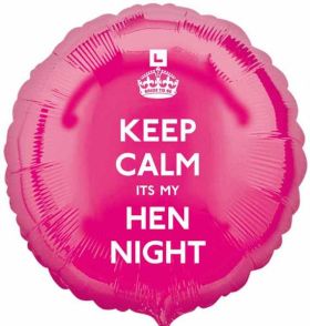 Keep Calm It's My Hen Night Pink Circle Foil Balloon