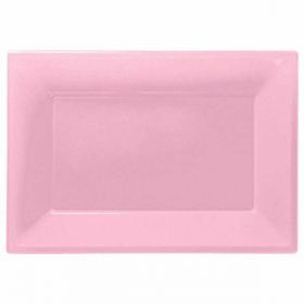 Baby Pink Plastic Serving Trays, 3pk