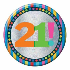 Large Holographic 21st Birthday Badge