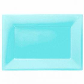 Powder Blue Plastic Serving Trays, 3pk