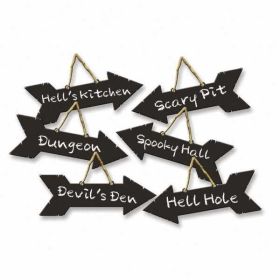 Halloween Direction Signs With Chalk Effects, pk6