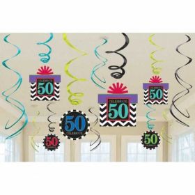 50th Celebrate Swirls Decorations pk12
