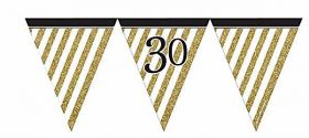 Black & Gold 30th Birthday Flag Bunting