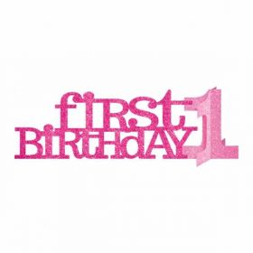 1st Birthday Pink Glitter Centrepiece
