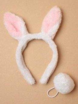 Child size White Bunny Rabbit Ears with matching Tail