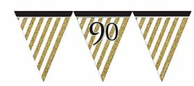 Black & Gold 90th Birthday Flag Bunting