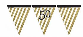 Black & Gold 50th Birthday Flag Bunting