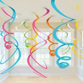 Multi-Colours Plastic Swirls Decorations pk12