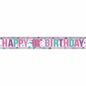 Happy 18th Birthday Holographic Foil Banner