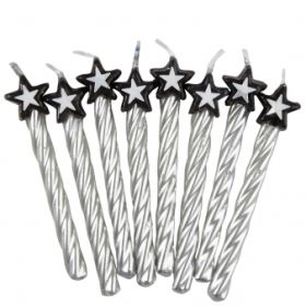 Silver Candles with Star pk8