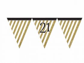 Black & Gold 21st Birthday Flag Bunting