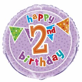 Happy 2nd Birthday Polka Dot Foil Balloon