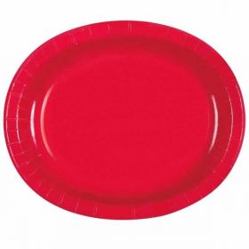 Red Oval Serving Plates pk8