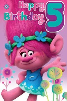Trolls Age 5 Girls Birthday Card