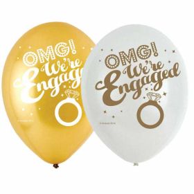 OMG! We're Engaged 4 Sided Print Latex Balloons pk6