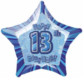 Blue Glitz Star 13 Foil Party Balloon