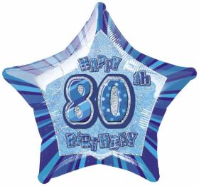 Blue Glitz Star 80 Foil Party Balloon