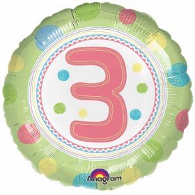 SpotOn 3rd Happy Birthday Standard Foil Balloons