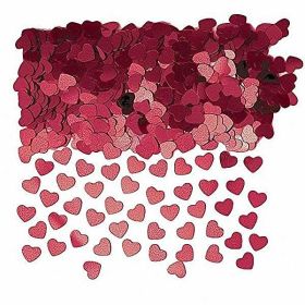 Burgundy Sparkle Hearts Metallic Confetti