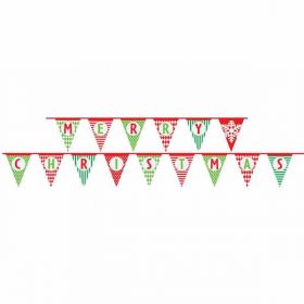 Multi-Patterned Merry Christmas Paper Bunting Flags