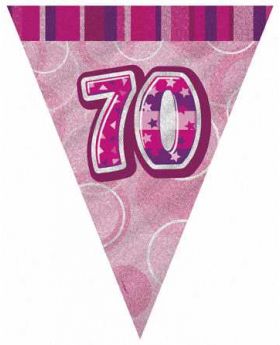 Pink Glitz 70 Party Flag Banner 9ft
