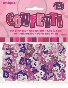 Pink Glitz 13 Party Confetti