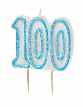Blue Glitz 100 Party Candle