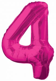 Pink Glitz Number Foil Balloon - 4