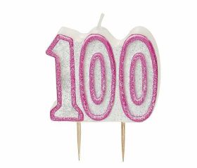 Pink Glitz 100 Party Candle