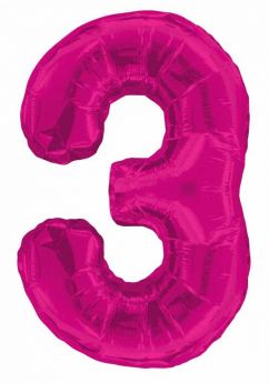 Pink Glitz Number Foil Balloon - 3