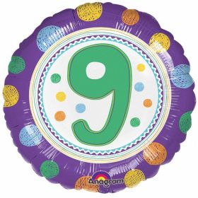 SpotOn 9th Happy Birthday Standard Foil Balloons
