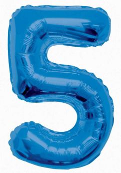 Blue Glitz Number Foil Balloon - 5