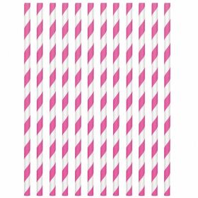 Bright Pink Paper Straws, pk24