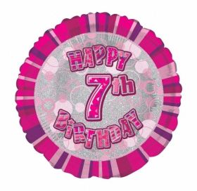 Pink Age 7 Prismatic Foil Balloon