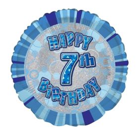 Blue Age 7 Prismatic Foil Balloon 18''