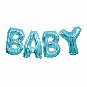 Blue 'Baby' Letter Foil Balloon Banner Kit 14''