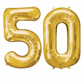Number Bunch 50 Supershape Gold Foil Balloon