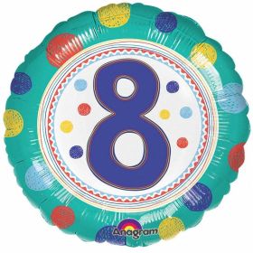 SpotOn 8th Happy Birthday Standard Foil Balloons