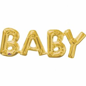 ''Baby'' Phrase Gold Supershape Foil Balloon