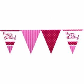 Perfectly Pink Happy Birthday Flag Banner