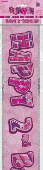 Pink Glitz Age 2 Prismatic Foil Banner 3.6m