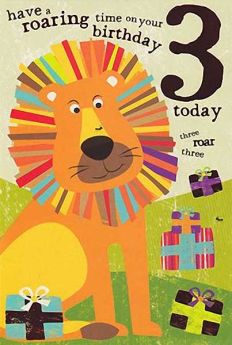 Age 3 Lion Birthday Card