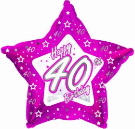 Pink Stars Foil Balloon Age 40